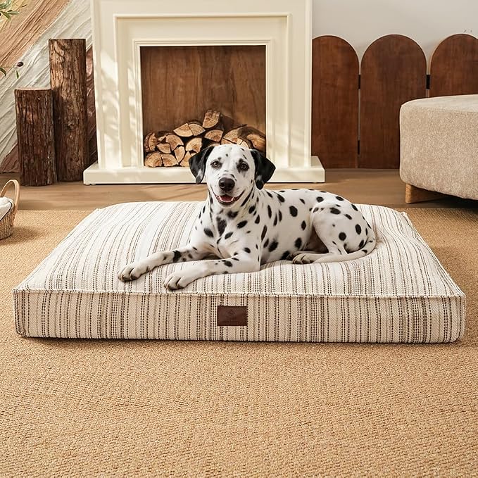 SOMAHE 4 Inch Orthopedic Dog Bed for Crate, 35 x 27 Inch, Coffee Chenille | Washable Removable Cover, Waterproof Inner Liner, Non-Slip Bottom, Orthopedic Dog Crate Mattress for Medium & Large Dogs