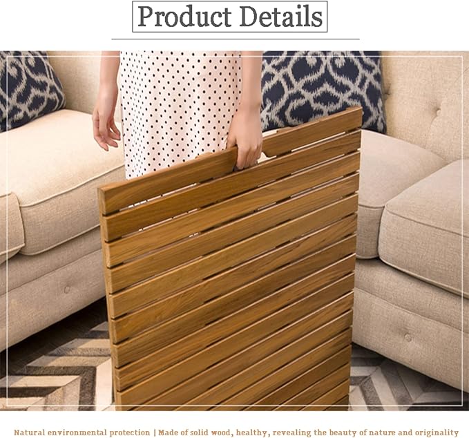 Bamboo Bath Mat,Bamboo Duckboard Bath Mat,Natural Cypress Anti-Slip Bathroom Wood Floor Rug for Spa, Bath Tub, Kitchen Toilet, Sauna and Doorsteps Comes,Customizable,30x30cm/12x12in