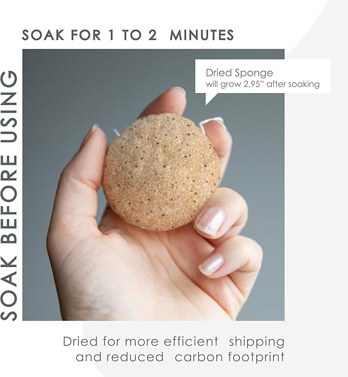 Konjac Sponge Face Scrubber Exfoliator for Cleansing | Vegan Microplastic Free | 100% Natural Plant Based | Non-Toxic | Biodegradable | Eco-Friendly | Plastic Free Packaging
