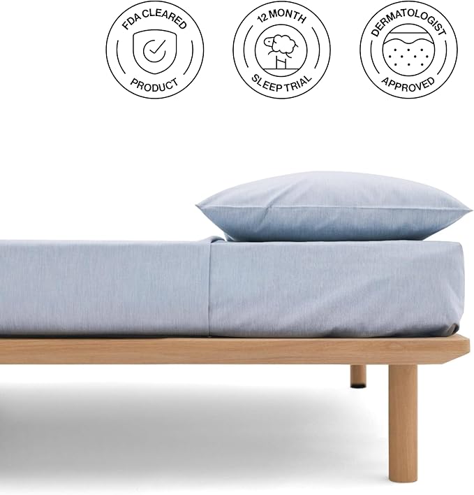 AIZOME Bedsheet Set Made from 100% GOTS Organic Cotton, Non-Toxic Plant-Dyed 340 Thread Count, 340 Thread Count, Hypoallergenic for Sensitive Skin, 4-Piece (Natural Indigo, King)