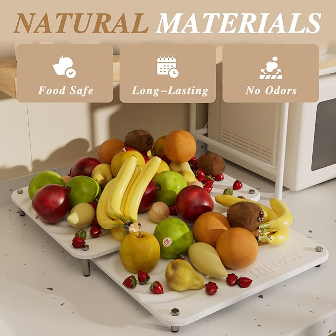 VERIFOST Nested Dish Drying Mat with Bamboo Rack for Dishes, 2Pcs Diatomaceous Earth Stone, Fast Stone Drying Mat for Kitchen Counter with Non-slip Feet, Pearl