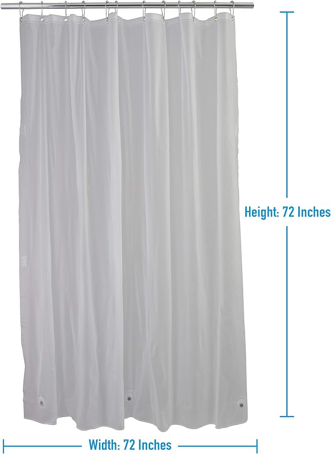 Bath Bliss 2 Pack PVC Heavy Weight Shower Curtain Liner | 4G | 70" x 72" |Rust Resistant Copper Grommets | Magnetic Hem | Frost