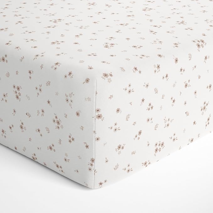 Makemake Organics GOTS Certified Organic Cotton Fitted Crib Sheet Soft Breathable (28"x52", Bloom)