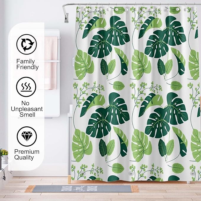 TIKABC Shower Curtain Liner, 4G PEVA Shower Liner, Plastic Waterproof Shower Curtains, 72x72 inch with Grommet Holes 3 Magnetic Weights