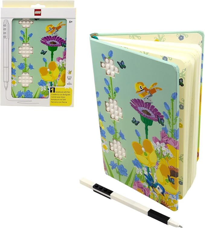 IQ LEGO Stationery Reclaim & Recycle Dotted Notebook with Gel Pen - Botanical (53502), A5 Notebook
