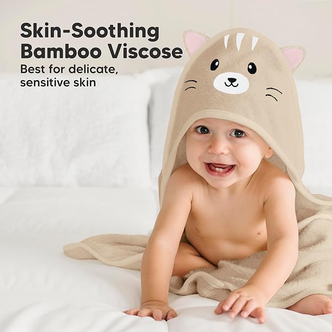 KeaBabies Baby Hooded Towel and Baby Hair Brush and Comb Set - Soft Bath Towels with Hood for Toddlers - Wooden Brush with Soft Goat Bristle for Girls, Boys, Toddlers