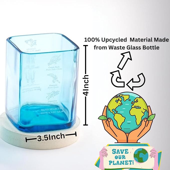 Expensive Bombay Sapphire Glasses Set Of 6 Drinking Juice,Bourbon,Whisky,Cocktails,Mocktail Transparent Up-Cycled Eco-Friendly Glasses Perfect For Home,Restaurants And Parties Dishwasher Safe - 400 Ml