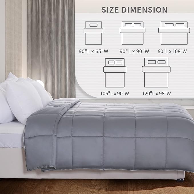 NEXHOME PRO Viscose from Bamboo Cooling Comforter,Light Grey Queen Lightweight Organic Natural Duvet Insert, Summer Bedding Blanket Cool for Hot Sleepers, 8 Corner Tabs(90"x 90")
