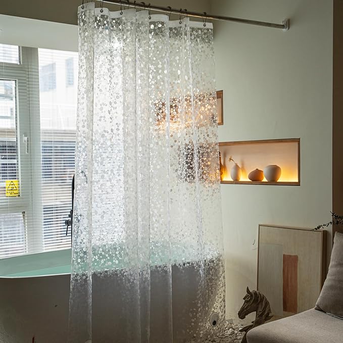 2 Pack Stall Shower Curtain Liner 36 x 72 inch, EVA Weighted Bathroom Shower Liner with 2 Strong Magnets, Heavy Duty,Pebble (36" W X 72" H)