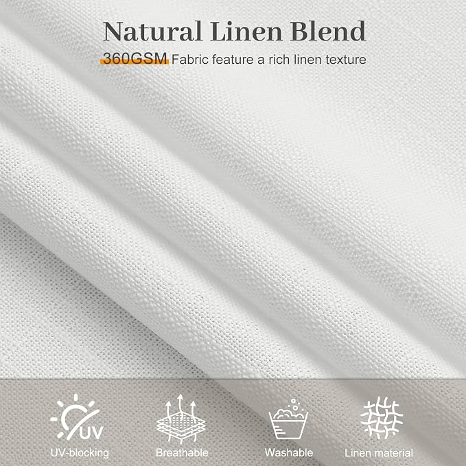Pinch Pleated Linen Curtains Extra Wide 70 x 96 Inches Long for Living Room, Snow White Semi Sheer Curtain Rustic Light Filtering Window Drapes Memory Trained Ceiling Curtain with Hooks, 1 Panel