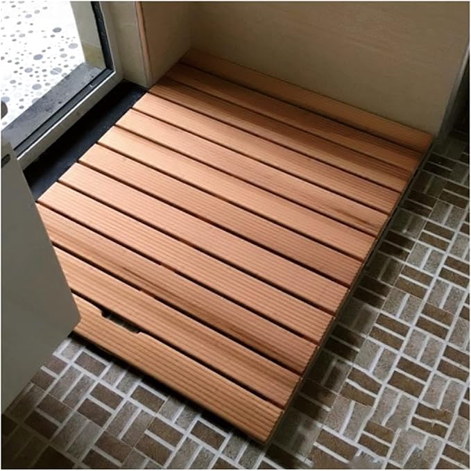 Bamboo Duckboard Bath Mat,Natural Wood Bath Shower Mat, Wooden Slatted Duck Board for Bathtub Spa Sauna, Waterproof Large Floor Mat for Indoor and Outdoor,Customizable,70x70cm/28x28in