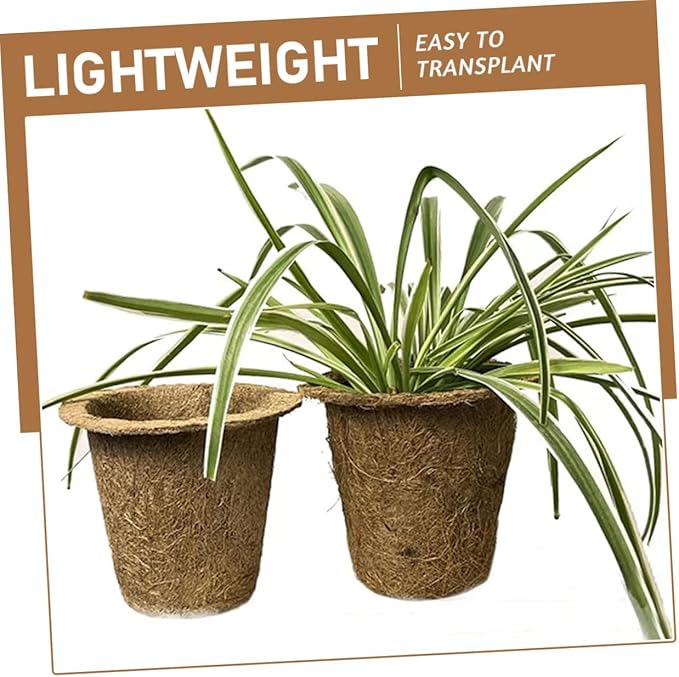 ARTIBETTER 6pcs Biodegradable Coconut Fiber Nursery Starter Containers for Seedlings, Indoor Balcony Succulent Holders, Eco-Friendly Green Planting Pots for Office and Home Gardening