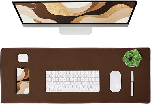ALOANES Waterproof Mouse Pad with Durable Stitched Edge, XXXL Gaming Keyboard Pad, Non-Slip Rubber Base Mouse Mat, Extended Desk pad for Gamer, Office & Home, Brown Mousepad 35.4"x 15.7"x 0.12"