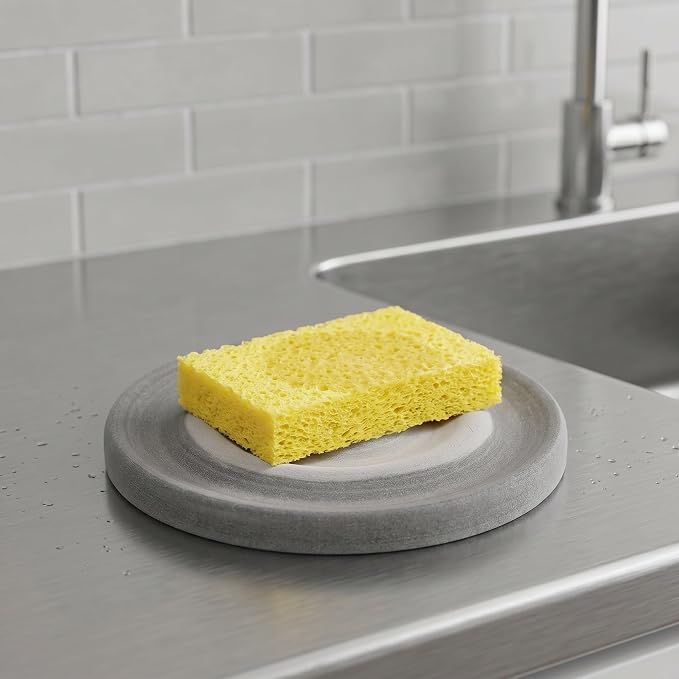 ARTIBETTER 3pcs Round Diatomite Soap Dish Set for Bathroom and Kitchen Sink, Quick Water Absorption, Easy to Clean Soap Holder Tray with Natural Texture and Water Wave Patterns
