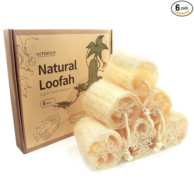 6Pack Luffa Sponges Gentle Exfoliating Body Scrubber for Shower Natural Loofah Sponge Unveil Your Skin's Natural Beauty…