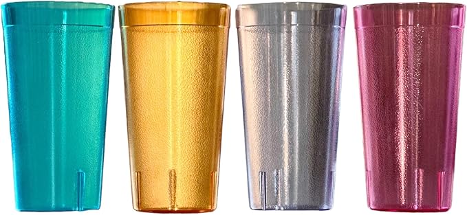 Oojami Set of 8 Plastic Tumblers, 20-Ounce Reusable Cups, BPA-Free & Shatterproof, Stackable Restaurant-Style Drinking Glasses for Water, Juice, and Everyday Use, Dishwasher Safe 20 oz