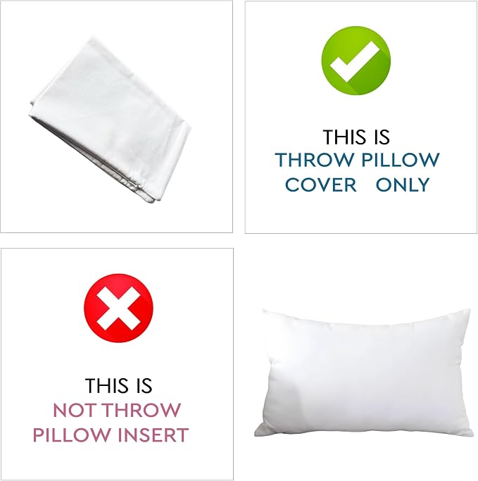 TAOSON Home Decorative 100% Cotton Canvas Square Solid Toss Pillowcase Cushion Cover Pillow Case with Hidden Zipper Closure Only Cover No Insert - White 9 x 18 Inch (23x45cm)