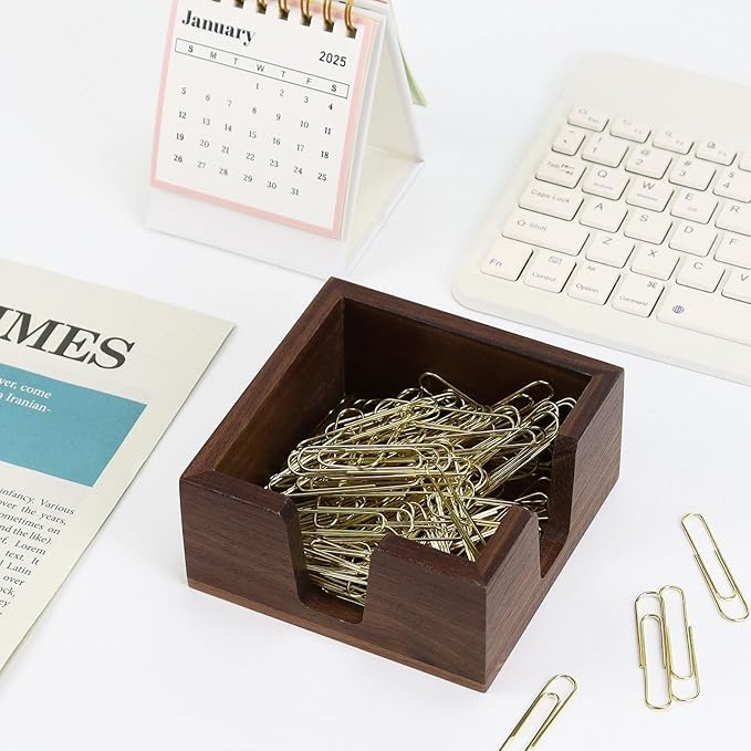 MultiBey Wooden Double Opening Sticky Note Holder, Black Walnut Self-Sticky Note Pads Holder, Wood Post it Note Dispenser Sticky Memo Holder Paper Dispenser Desk Accessory for Office Home