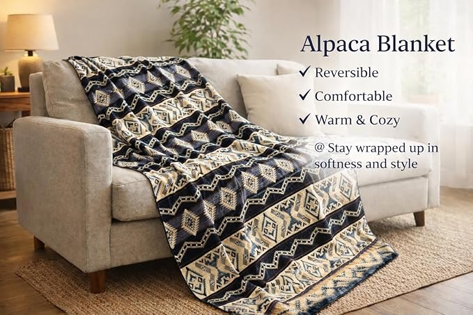 Alpaca Wool Blanket Queen 94x78 in | Ultra Soft, Non-Itchy & Breathable | Premium Alpaca Blanket | Warm, Hypoallergenic Natural Fiber | Handmade Luxury Throw for Bed or Sofa (Otavalo Black Gray)