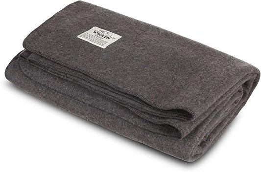 King Wool Blanket - 80% Recycled Wool - Warm Queen Blanket - Thick - Washable - 100W x 108L - Charcoal Gray