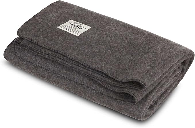 Lodge Twin Blanket - 80% Recycled Wool - Buffalo Plaid - Warm Throw Blanket - Thick - Washable - 65W x 90L - Charcoal Gray