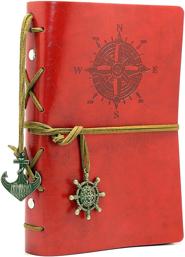 EvZ 7-Inch Refillable A6 Binder Notebook - Premium Vegan Leather Personal Planner, Eco-Friendly Journal with 6-Ring Loose-Leaf System for Writing, Business, and Creative Sketches, Red