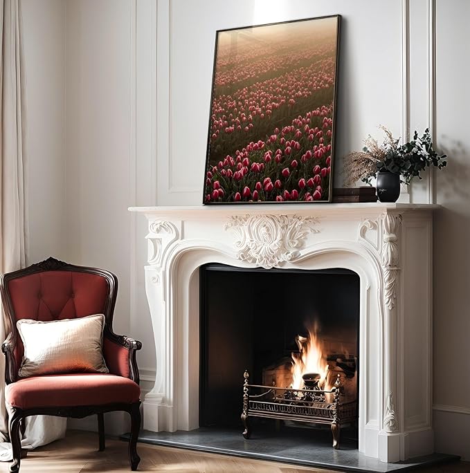 Monem Art Golden Tulip Field Sunset Photography Print - Romantic Spring Landscape Art Poster - Wall Decor for Living Room, Bedroom or Office - 16x20 Unframed Wall Art by Mareike Bohmer