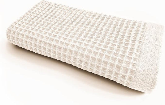 K-25 Waffle Towels for Bathroom, 100% Cotton Quick Dry Towel, Lightweight, Soft K25 Towel (Bath Towel, Vanilla)
