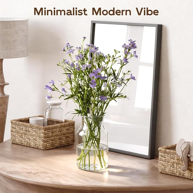 Clear Glass Vase, 8 inch Glass Flower Vase for Plants, Small Vase for Vases for Centerpiece, Home, Wedding, Living Room, Dining Table