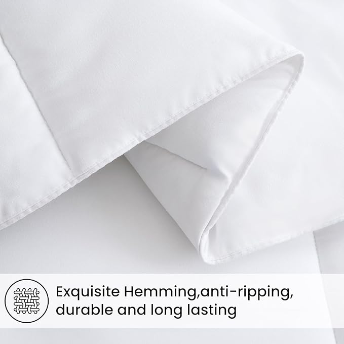 COHOME Quilted Twin/Twin XL Comforter - All-Season Down Alternative Duvet Insert - Luxury Hotel Cooling Pure White Comforter with Anti-Clump Tech & 8 Tabs - Reversible （64"x88"）