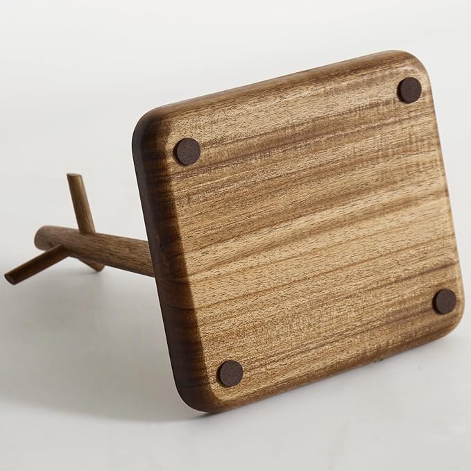 Solid Acacia Wood Key Tray and Bowl for Entryway Table - Jewelry Tray With 3 Hooks, Open Storage for Wallet, Glasses, Watches, Lipstick (Acacia, Square)