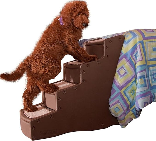 Pet Gear Pet Step IV Pet Stairs, Espresso | 4 Step, For Cats/Dogs, Removable Washable Carpet Treads, Supports 150 Pounds, No Tools Required