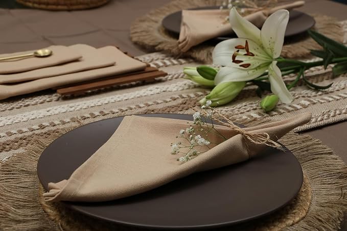 Set of 12 Cloth Napkins, 18 X 18 Inches, 100% Cotton Everyday Use Premium Quality Cloth Napkins with Mitered Corners Ultra Soft Absorbent Dinner Table Cloth Decor Oversized Napkins for Parties, Linen