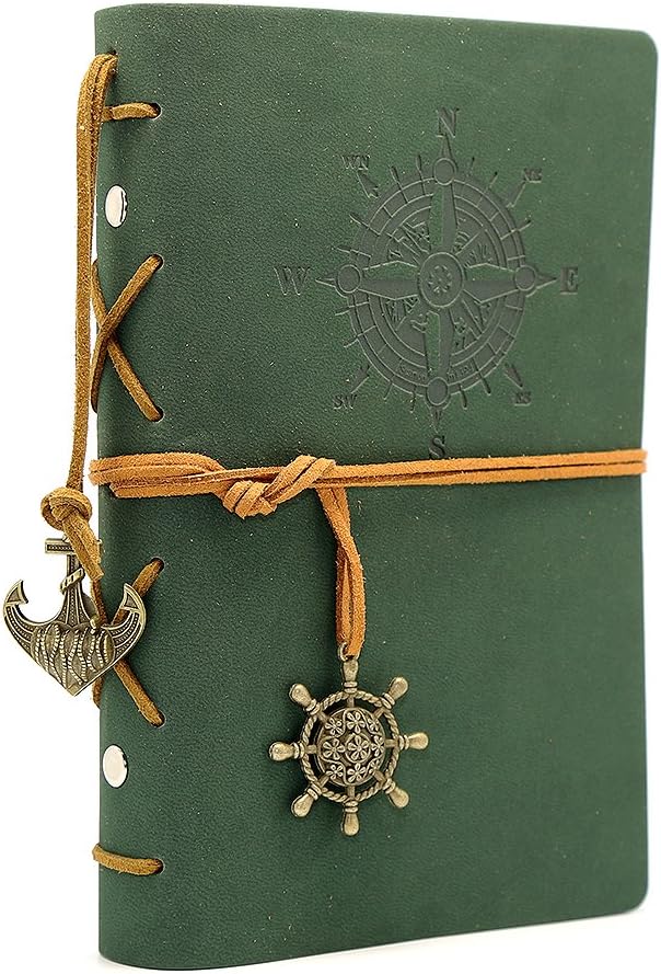 EvZ 7-Inch Refillable A6 Binder Notebook - Premium Vegan Leather Personal Planner, Eco-Friendly Journal with 6-Ring Loose-Leaf System for Writing, Business, and Creative Sketches, Dark Green