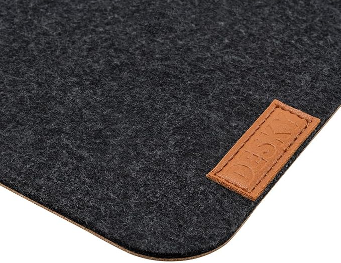 Desky Cork & Felt Desk Pad – Reversible Natural Cork & Felt Desk Mat, Anti-Slip Writing Surface, Desk Protector for Home Office (24.4" x 11.8", Dark Grey)