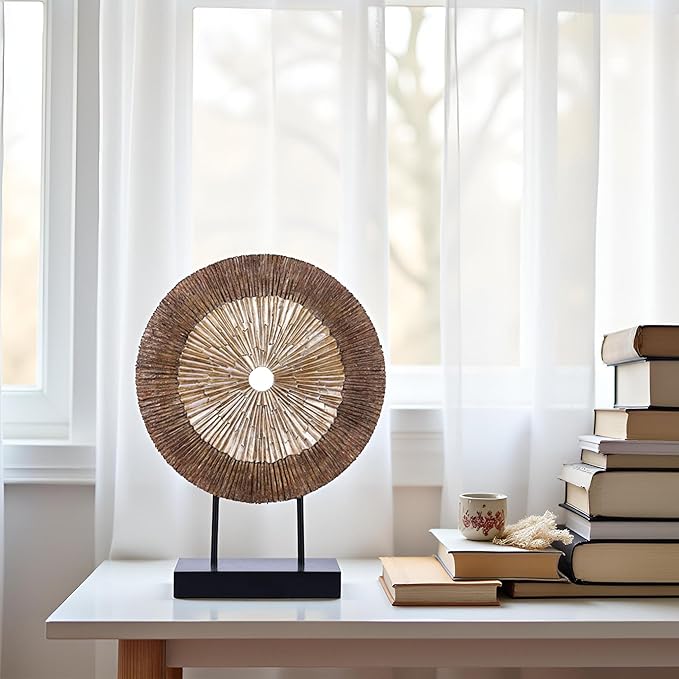 XMGZQ Wood Color Minimalist Round Statue Above Cabinet Decor Kitchen,Modern Decorative Sculpture Home Decorations for Living Room Coffee Table,Shelf Decor Items,Center Pieces Decoration