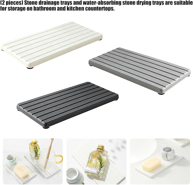 Multipurpose Diatomite Tray for Cosmetics Sponge Soap Dishes Quick Dry Stone Plate Space Saving Organizers Water Absorption Stone Tray