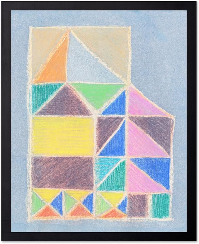 Monem Art Colorful Abstract House Painting Print - Bright Geometric Modern Art Poster - Wall Decor for Living Room, Bedroom or Office - 24x32 Unframed Wall Art by Renee Stramel
