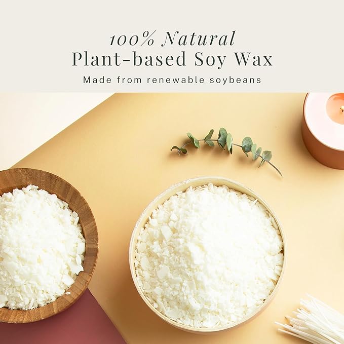Hearth & Harbor Organic Soy Candle Wax for Candle Making, Premium 10 lbs Natural Candles Making Supplies, Beeswax-Free, Paraffin-Free, Pure Soy Wax Flakes Perfect for Candles, Tealights and Melts