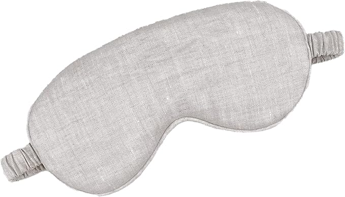 Eye mask Pure Linen Sleep Mask with Elastic Band, No Pressure On Eyes,Side Sleeper Eye Cover Organic Cotton Core Blindfold,Napping & Yoga Travel Essentials (Natural)