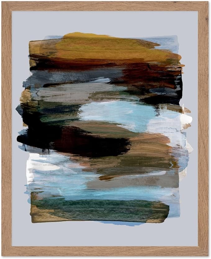 Monem Art Abstract Earth Tone Brushstroke Print - Modern Painterly Art Poster - Wall Decor for Living Room, Bedroom or Office - 16x20 Beige Framed Wall Art by Mareike Bohmer