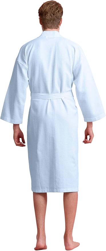 Men's Luxury Waffle Weaved Cotton Bathrobe - Lightweight & Soft - Quick Dry & Absorbent - Spa Robe for Men