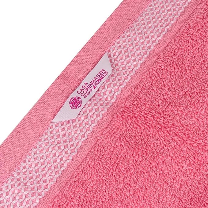 CASA COPENHAGEN Solitaire 6Pcs 100% Egyptian Cotton Large Designer Towels Gift Set- Dusty Blue-Dusty Pink, 600GSM, 2Bath 2Hand 2Washcloths, Bath Towels for Bathroom Set for Women & Men