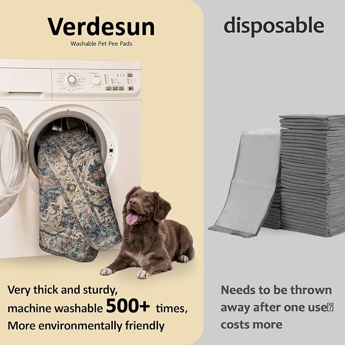 Washable Pee Pads for Dogs, Reusable Puppy Potty Training Pads, Ultra-Absorbent Thick Waterproof Leak-Proof Non-Slip Pads & Mat for Crate, Playpen, Floor, Whelping & Housebreaking , 1 Pack 72"x72"