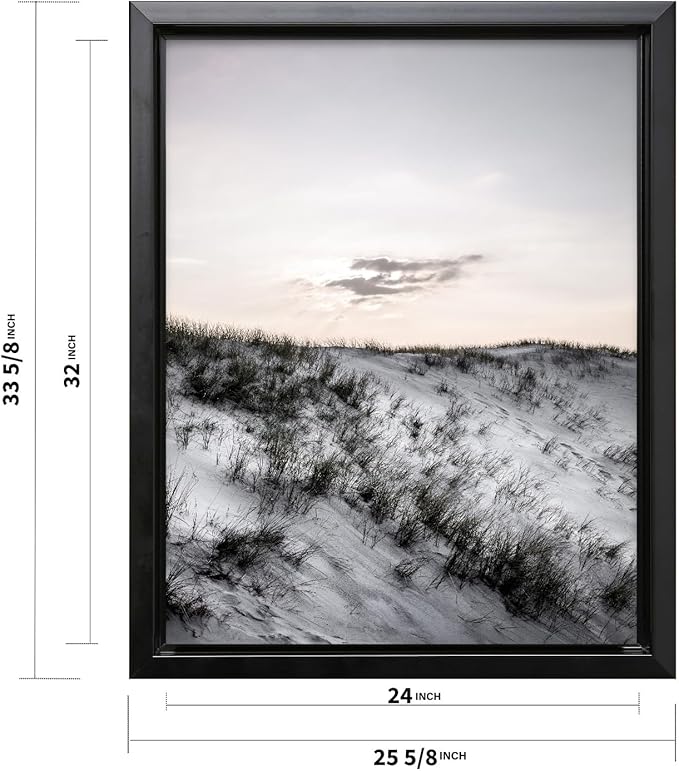 Monem Art Snowy Sand Dunes Landscape Print - Minimalist Winter Nature Poster - Wall Decor for Living Room, Bedroom or Office - 24x32 Black Framed CANVAS Wall Art by Mareike Bohmer