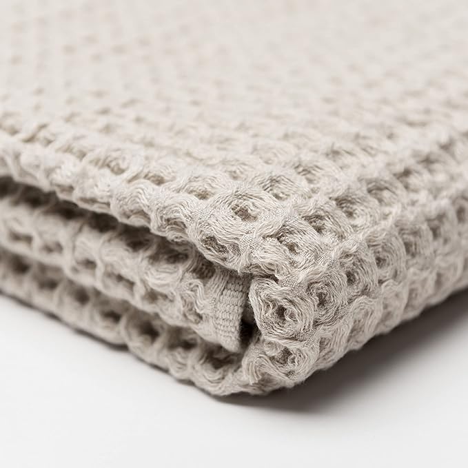 ONSEN Supima® Waffle Bath Sheet, Large, Quick Dry Lint Free 100% USA Cotton, Oversize Lightweight Absorbent Bath Sheet, 38x67 in (Oatmeal, 1x Bath Sheet)