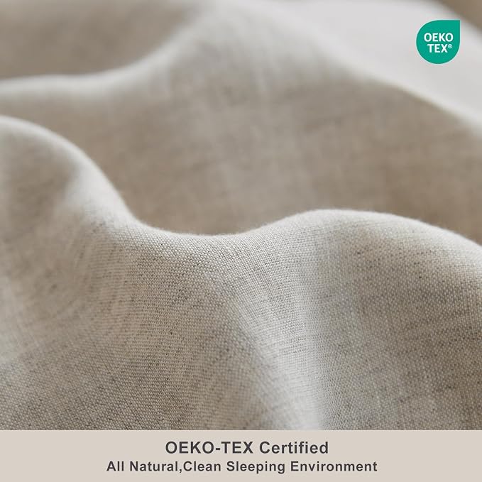TOSMO 100% Linen Duvet Cover Set Queen, Pure French Flax Natural Linen Duvet Cover with Zipper Closure & Corner Ties, Cooling Breathable Comforter Cover 3 Piece (Linen)