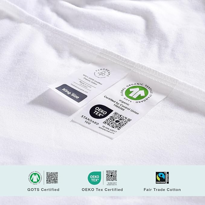 FABDREAMS Organic Waterproof Mattress Protector Full Size | Mattress Cover | Mattress Encasement | Fits up to 17" Deep Pocket | Temperature Regulating | Breathable | White