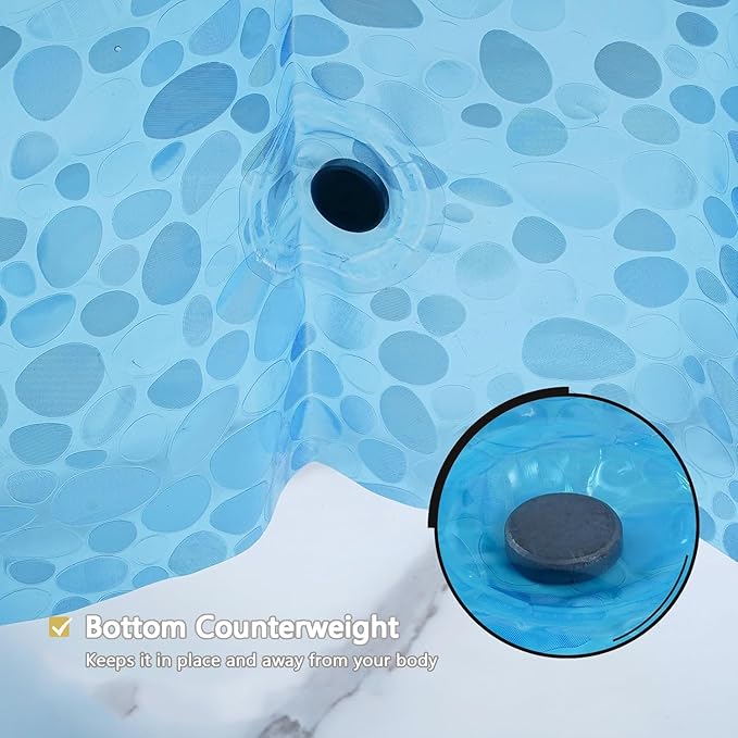 Shower Curtain Liner, Waterproof EVA 3D Shower Curtains with Duty Heavy Bottom Magnets and Rust Proof Grommets, Weighted Shower Liner for Shower Stall, Bathtubs