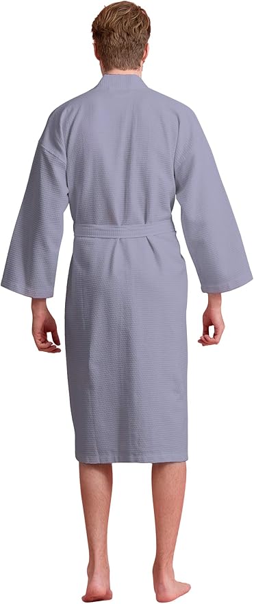 Men's Luxury Waffle Weaved Cotton Bathrobe - Lightweight & Soft - Quick Dry & Absorbent - Spa Robe for Men